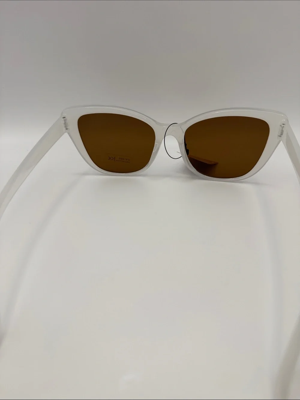 White Cat-Eye Sunglasses with Brown Lenses - Women's Fashion